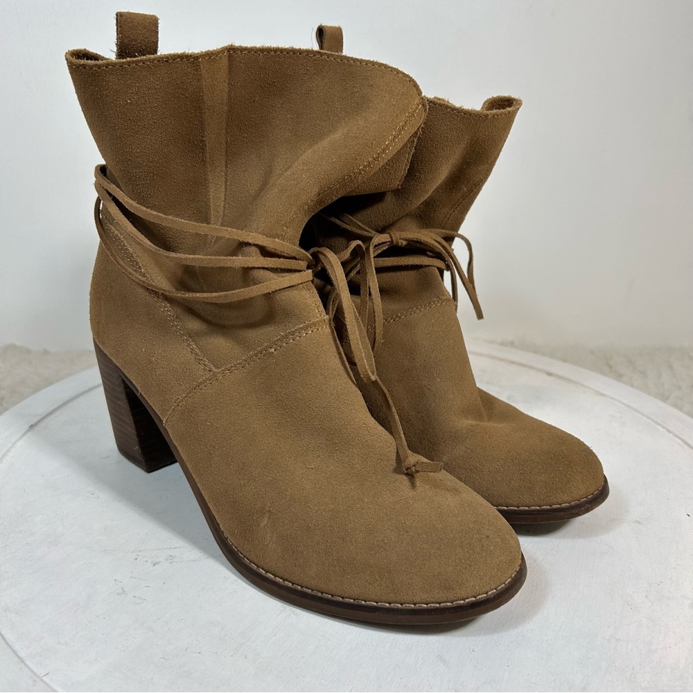 TOMS Mila Wraparound Tie Slip On Suede Bootie